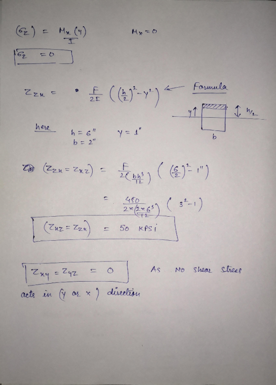 (62) = Me (1) Mx = 0 Formula Z zu Pzu (69-79) Formula y7 here here has yr Y = 1 h=6 b=2 (Zuz=221) = 50 kpsi As so shear s