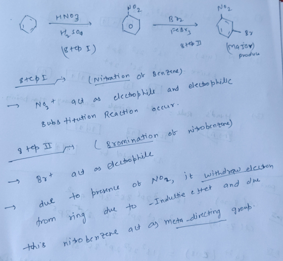 NO HNO3 4 soa 18tep I) 87 pelry & teb I Imator) product on of Benzene) 8tepi len (Nitration electophilic Not act as electroph
