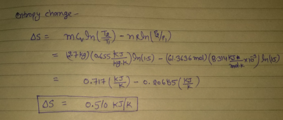 entropy chamge m4, m)-nnl AS 2 Kalrss)9n(is) -61-3436mal) (B314 = ) n(5) 0.71( 0.2o665( 0.510 K3K OS =