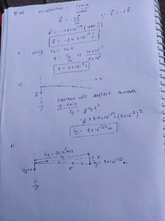 Acecleation = Force mars а Е-eE F C E m 2. – 106410-19 | 400 l ã -6.4 X16-17 uxt b) SX- using 10x102 2) uv 8 t - 5x10 --> X c