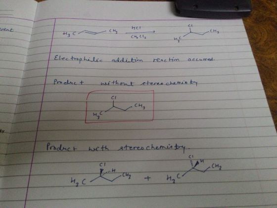 erent तटा си CHZ H2C1 CbCl₂ Electrophilic addition reaction occured. Prodret without stereo chemistry CI CH₂ Product with ste