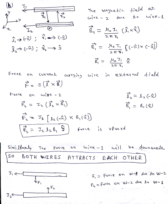 The magnetic field at due to wire 1 wire - 2 In B = Mo I (@x8) 278 î, +62); > (9) ?> (-2); s); 6 9 foi Ho Il [(-1€)* (-5) 2ño