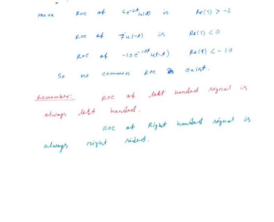 Roc Gen2tult) is Re(s)>2 Here 7ult) ROC in Re(s) co -10 e lot ult) Re(s) C-10 ROC exist. commen ROC So WO lett handed rignal