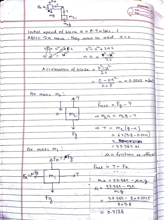 classMAte. Date Page Mi nital 2 Y tA Acceleration o 2. S - - 0 2025 M For ma 57.595 N IM T-F 5T. 585 - mia. 5.585 - 8x 0.2025