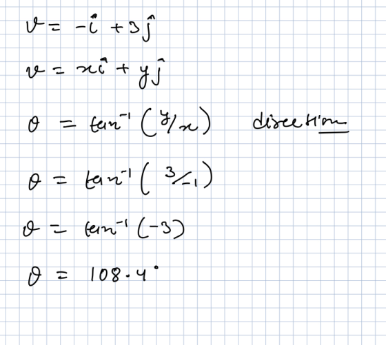 ve -i +3ģ v = nity o = tan (1x) disce tim o = tant (3) o = ten (-3) o 108.4°