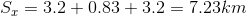 ST-3.2 ± 0.83 + 3.2 = 7.23km