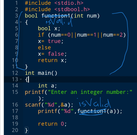 #include <stdio.h» 2 #include <stdboo1.h» 3/ bool function1(int num) bool x if (numnum 1num2) x true; else x- false; return x
