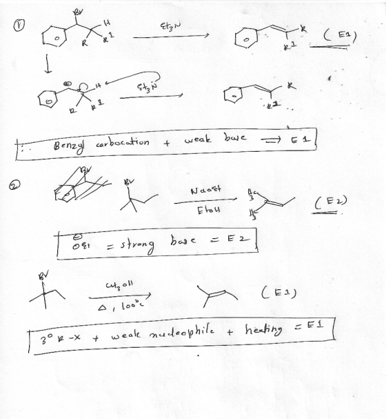 7 .R.1 bave to weak bene y arburation + went base = Benzs carbocation + Naost D Toer = strong base = E21 ď wholla Coll (Es) 3