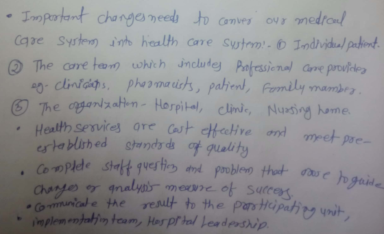 o Important changes needs to conver our medical care system into health care system! - 0 Individual patient. - The care team