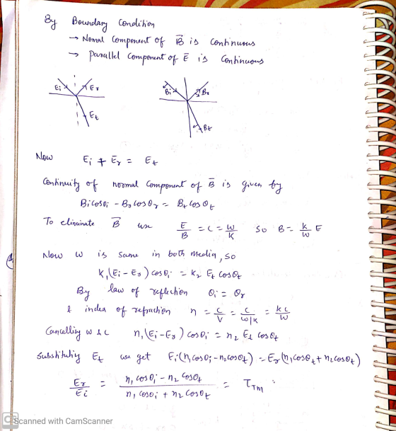 By Boundary Condition Nomal component of B is continuous parallel component of Ē is continuous ter L.B Ei Et I BE Now E; + Ez