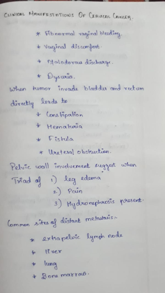 CLINICAL NONIFE STOTIONS OF CERUCnL CnER * Fbnormal vaginal bleadirg Vouginal discomfert Malodorau dischang when tumor invade