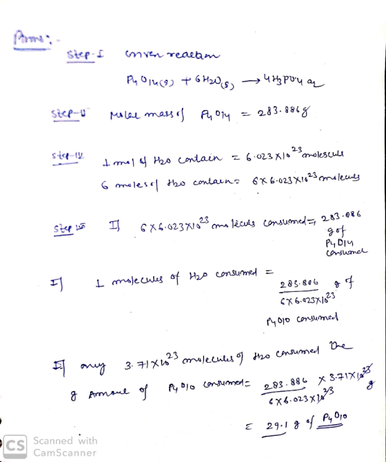 me receba PM 04 (8) + GHOS) 4h3pou a Ste- o p4 mац са оч - 2.8 3. 88*3 tmal of the contain = 6.023x10 23 molescule 6 moles of