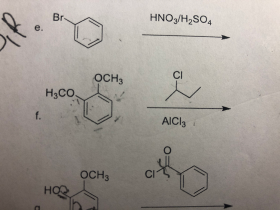 Br HNO3/H2SO4 e . OCH3 H3CO AICI: OCH3