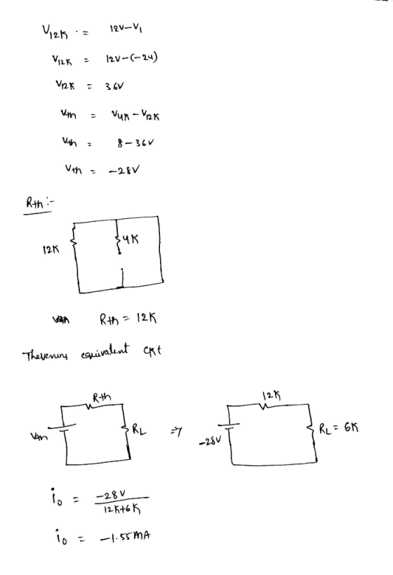12VV av-C-24) V2K 3 6V Vun-2K 8-36V Vin -28V Rth 12K Rth 12K Theleninyuivatent ckt Rth -28V 28 V 12 Kt6K STMA