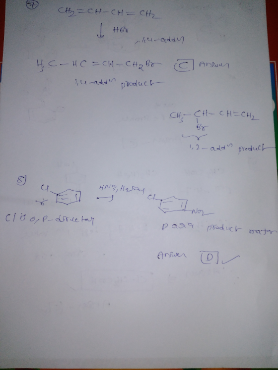 Cfp =CH-CH=CH₂ Hox kuraday C Anwar HC-HC=CH-CH₂ B8 erados product CH, CH-CH=CH2 1, 2 - adan produch HN?, Hosay N- clis o, p-d