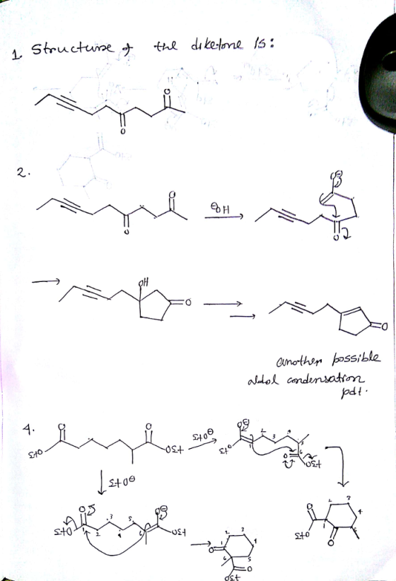 L Structure.ナthe dikehels: LA C: 0 2. 0 anothe possible SSI aldol candunsatim 와0 SHO 와ge