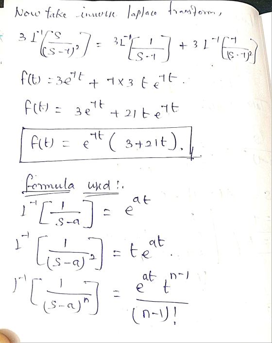 31 +31 FIH) +21540 Now take innvrne laplace transform, 31 Cs (5-y)? -Est 16 f(t):341t + 7x3 tett. 30th fit) = 274 ( 3421t).