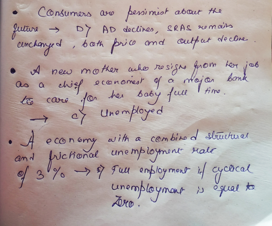 • Consumers are persimest about the Juture → DY AD declines, SRAS romans canchanged , both price and outpat decline. • A new