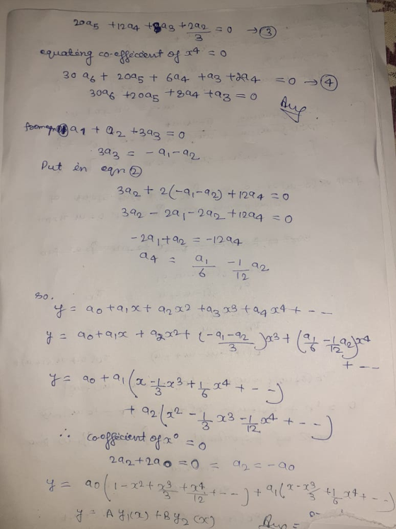 2005 +1294 +93 +292 0 equating co-efficient of at ao 30 a + 2095 + 694 taz t214 - 3096 +2oa5 +8a4 taz=0 0 4 = 0 aug. foomaaa
