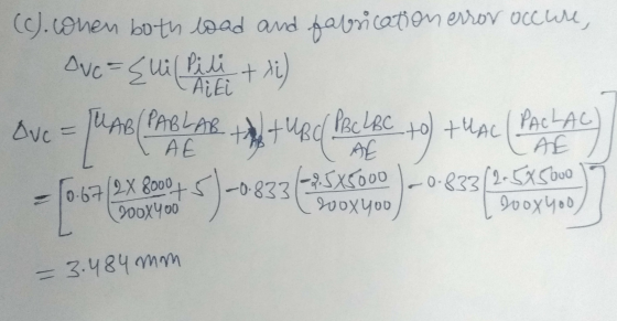 Ovo (c.conen both load and fabrication error occure, Vc = {uilt Pili Ove = UAB (PABLAR to tulac AE AF AE (2x 8000 67 -2.5x500