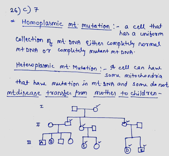 26) C)ヌ * Homoplasmic mt.mutation - a ceul th has a unit Collection n t DNA either computey normat Heteno pla>mic mt Mutation