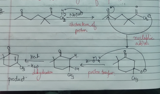 is Neono abstraction of proton o I nuclaphic addith y Heat 1 Hect . un dehydration produnt cu 3 pros es