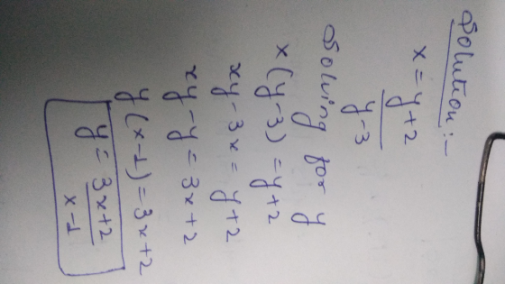 solution. - x = 4+2 sowing for y x(4-3) = 4+2 sy- 3 x = 4+2 xy-y=3x+2 y (x-2) = 3 x +2 y = 3x+2 X -d