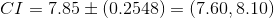 CI 7.85 ± (0.2548) (7.60. 8.10)