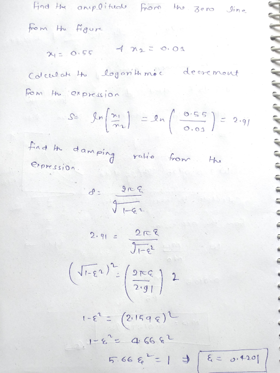 from the zero line Find the from the amplitude figure 4 ne 0.01 x= 0.55 Calceed at the logarithmic deeremont . APAPANANAS fro