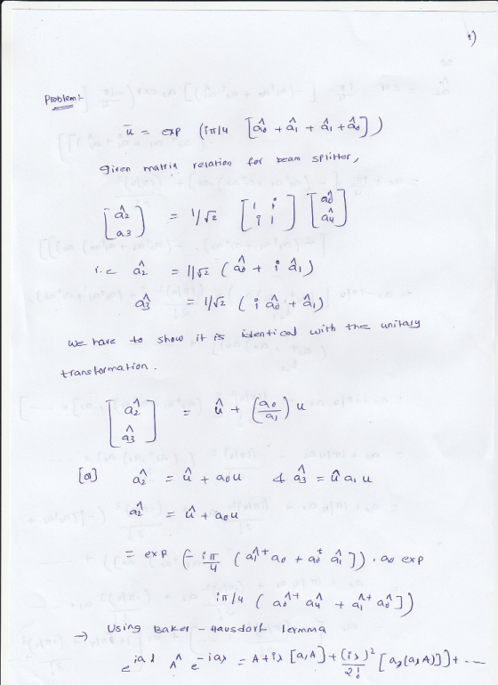 ProblemH given rna tr ia relation fer beam Splirker a2 ay au.3 аз with the unitajy We have to sho it eni trans tor ma tton ;