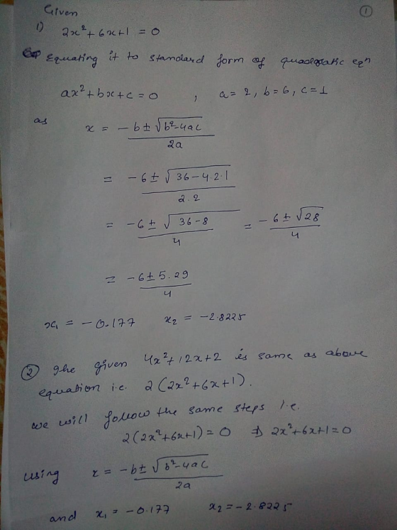 Gtven Equating it to stamdlar dl dorm af uaoleahc ez ax2tb04co -btvb-4ac aa 6t36-4 2 1 a. 2 628 -6 36- 8 Z-6t5. 29 24 0.l77