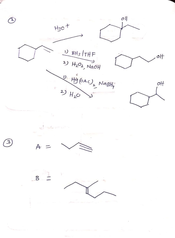 H3ct o u inte bra o DBH3 ITHF 2) H2O2, Naoh . Hğ@AC), Nasty 2) H₂O OH © Az va -B -