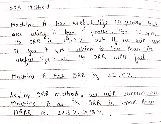 IRR Method 10 10 yrs Machine has useful useful life years but are using using it for 7 7 years for IRR is 19.7%. but if We wi