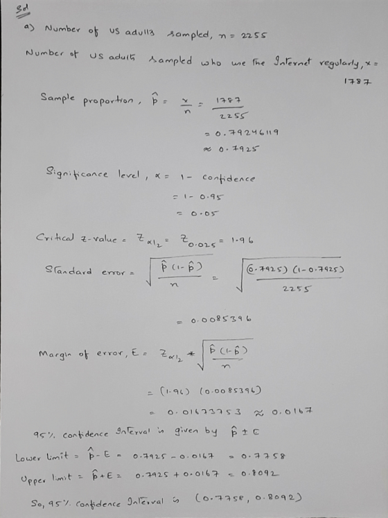 Sot a Number ok uS adulla 2ampled, = 22S5 Number ot US aduit Nampled who we fhe 9alernd vegularly, x = Sample proportion t st
