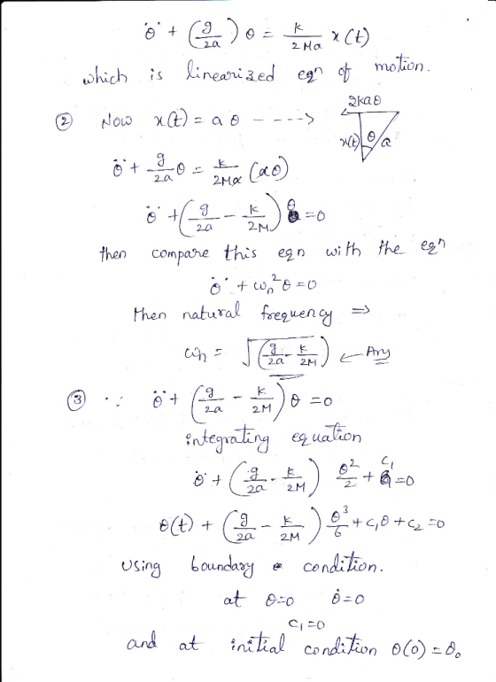 2 Ma hich is Lineaniaed e t molion 20 2-M then compare this en uith he en then natural freeuerg 2 M On 2a 2M ard at intal con