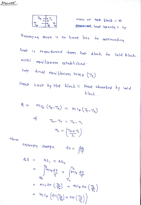 heat is mans ferre d fo het block to Cold bloc un 1 equibbrium established Let fina/ equi·brium temp(n) O VO cn-hropy c 4 4S-