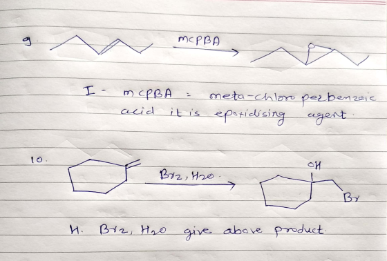 MCPBA 1 - mc PBA = acid it is meta-chloro perbenzoic epotidising agent Brz, H2o. 1. Brz, Ho give above product.