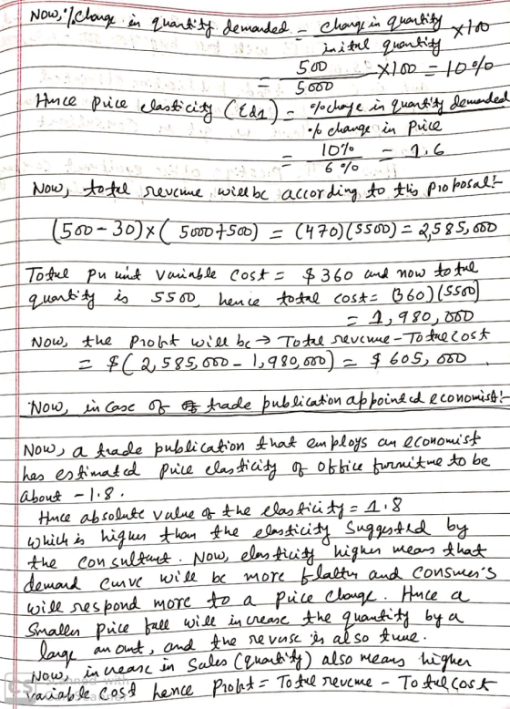 1. Hince x en quantity demanded change in quantity to ad uso a inital quantity 5.00 X 100 - tofa - Sooo puce elasticity (Edi