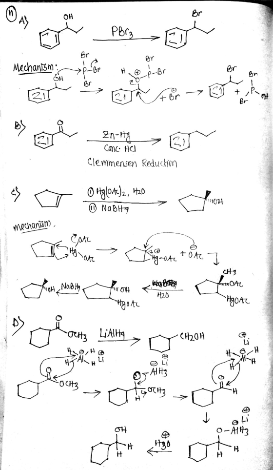 Par con pelas Br Mechanism Zn-ita Conco Hel Clemmensen Reduction in mechanism Coto OK - L AgoA TOAG - ests - - Juon Nabha on