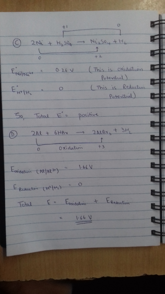 6 2Ni + H₂SO4 → Nizsoy + H₂ +2 Enitet = 0.26 V (This is oxidation Potental) (This is Reduction Potential) H/H, 50 Total E= po
