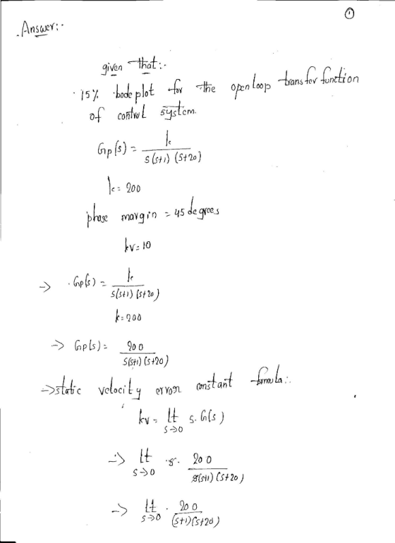 nswy 0 Pien thot e Open Loo o tans tev tunttion onw ystem (np (s)- S +) (5t20) CE 200 phase magin 45 de ce sls) Ist) :Q00 pl