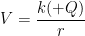 V=\frac{k(+Q)}{r}
