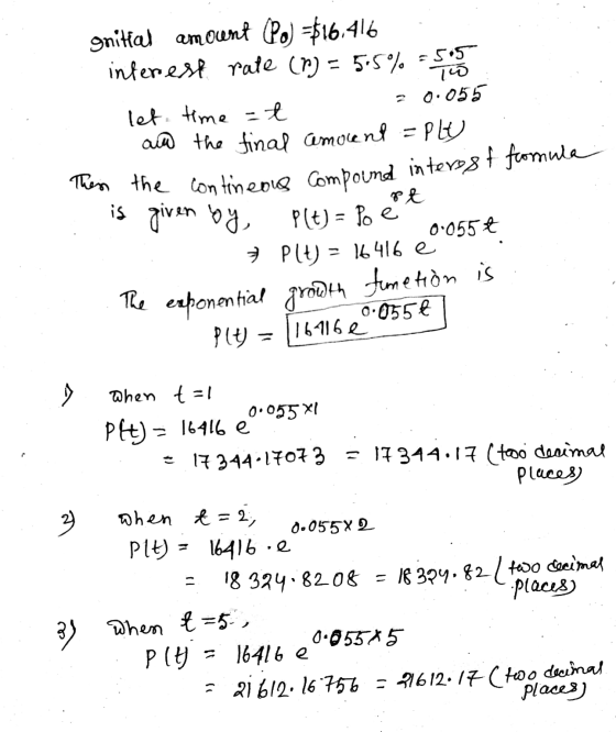 Snittal amount (Po) =$16.416 interest rate (P) = 5.5% = 5.5 To let time -t = 0.055 aud the final amount =PLt Then the contine