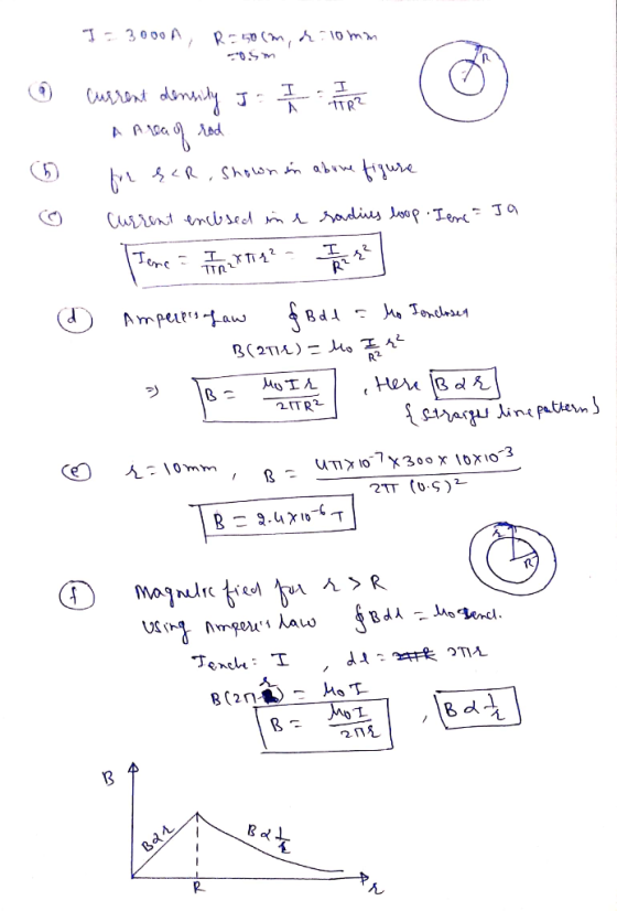 1 - 3000 A R=40m, 10 min current density 3 I 1 1 2 A Area of rod 6 for ear, shown in abone figure Current enclsed in e radius