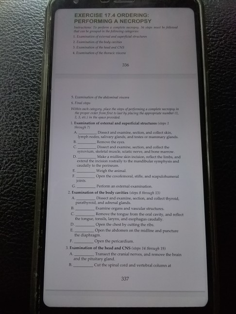 iva EXERCISE 17.4 ORDERING: PERFORMING A NECROPSY Istri Tower 36 s the cou nt the n ame uther superfrans 2. E i n the holy ci