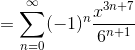 =\sum_{n=0}^{\infty }(-1)^{n}\frac{x^{3n+7}}{6^{n+1}}