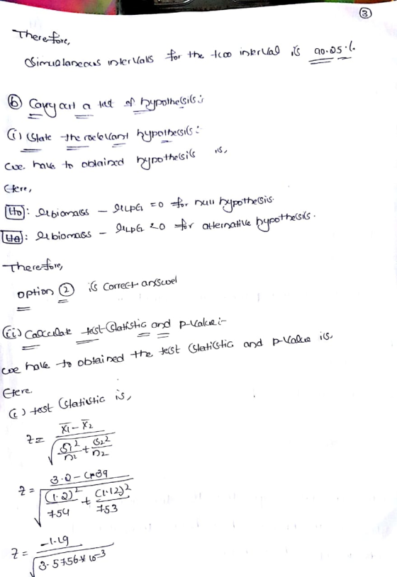 Therefore, Simua laneous intervals for the tico interval is 20.05.10 O Cory and a tead of hypothesis is o state the rolekane