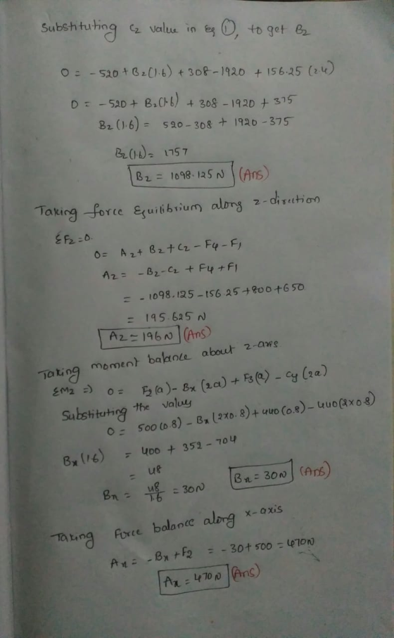 substituting a value in es to get B2 0 - 520+B2(1.6) + 308-1920 + 156-25 (26) D = -520+ B20-6) + 308 - 1920 + 375 B2 (1.6) =