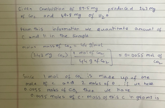 243 mg of 87.S mg 49.8 mg of 2o Civen Combushon poeduad and amount of informaton we Quanhtate Fom this cand H in the Sample प