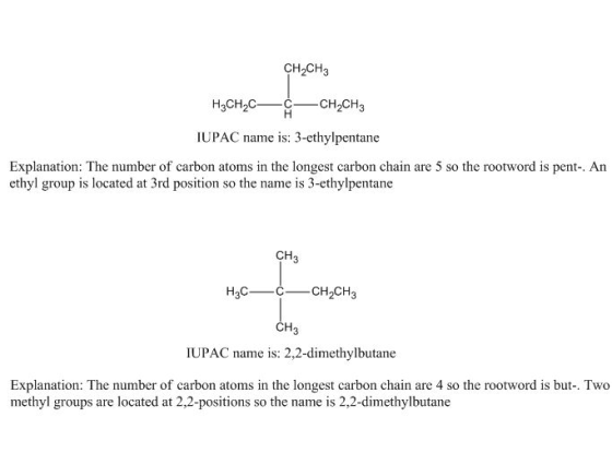 CH2CH3 H3CH2C_6-CH2CH3 IUPAC name is: 3-ethylpentane Explanation: The number of carbon atoms in the longest carbon chain are